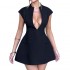 Women's Elegant A-Line Mini Dress V-Neck Short Sleeves Breathable Summer Fashion Party Sexy Solid Dress